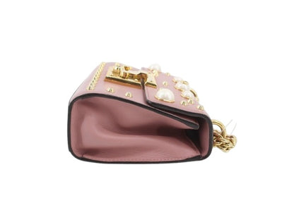 Gucci Padlock Pearl & Stud Mini Shoulder Bag – Pink Leather