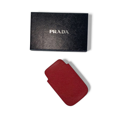 Vintage Prada 1990 Saffiano Leather Phone / Card Sleeve – Cherry Red