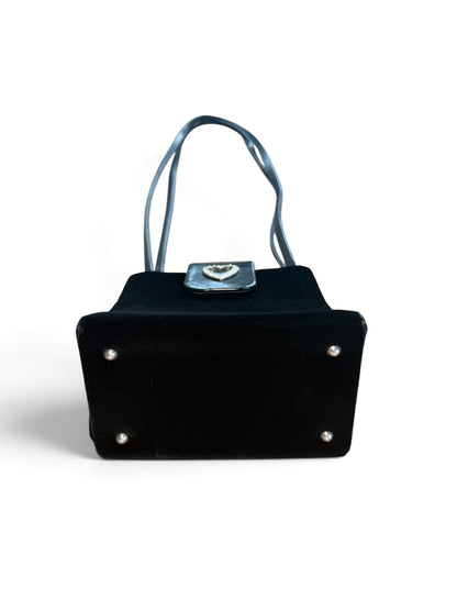 Yves Saint Laurent Heart Rhinestone Velvet Shoulder Bag
