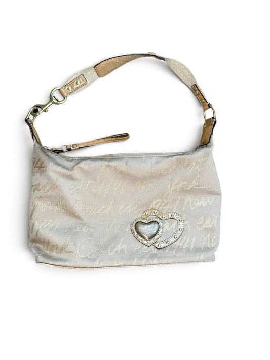Coach Gold Script Shoulder Bag with Heart Detail