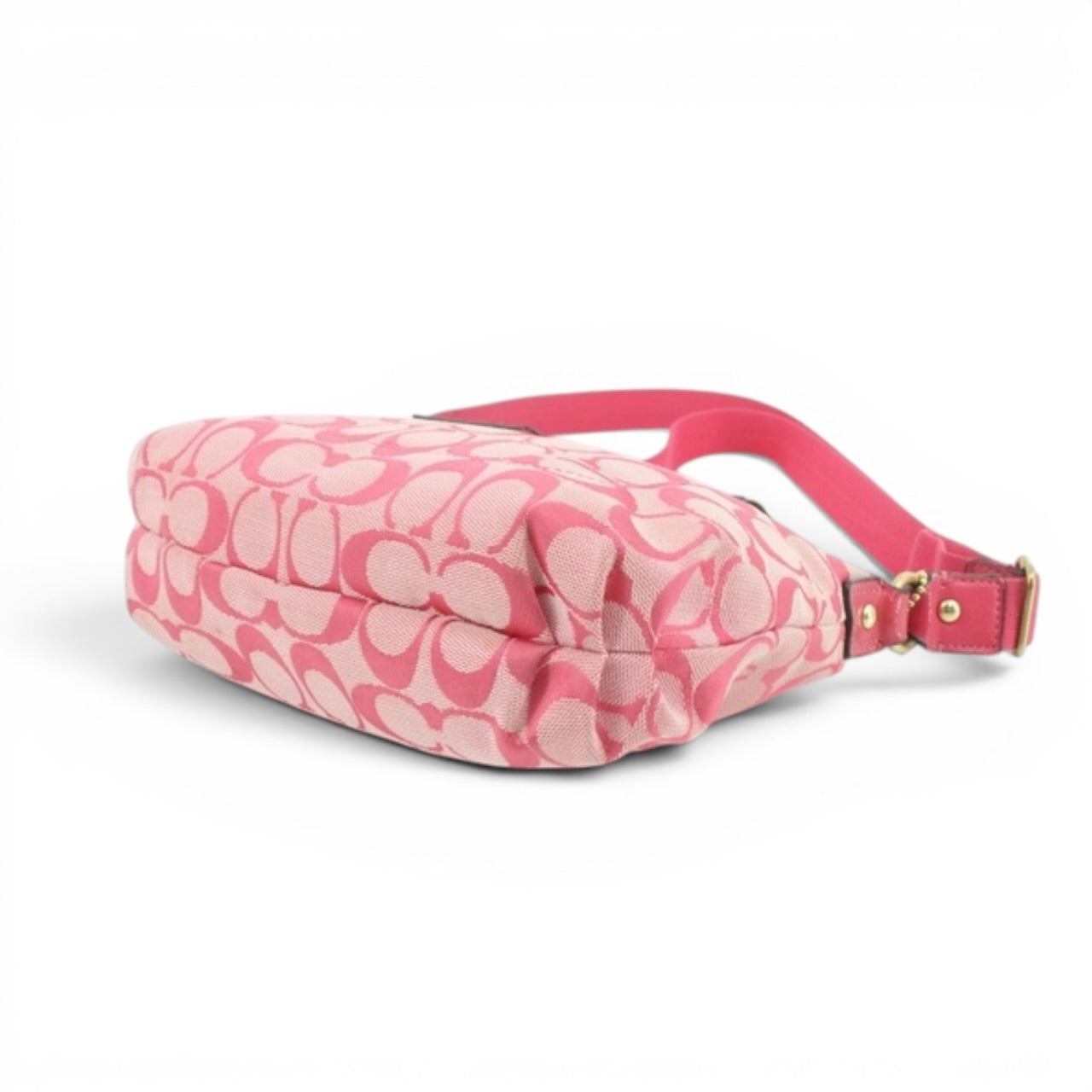 COACH Signature Pink Shoulder Bag with Heart Charm