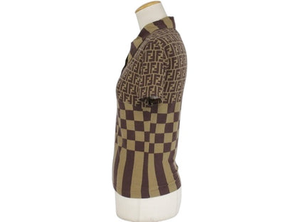Authentic Fendi FF Knit Polo Top | Brown Monogram