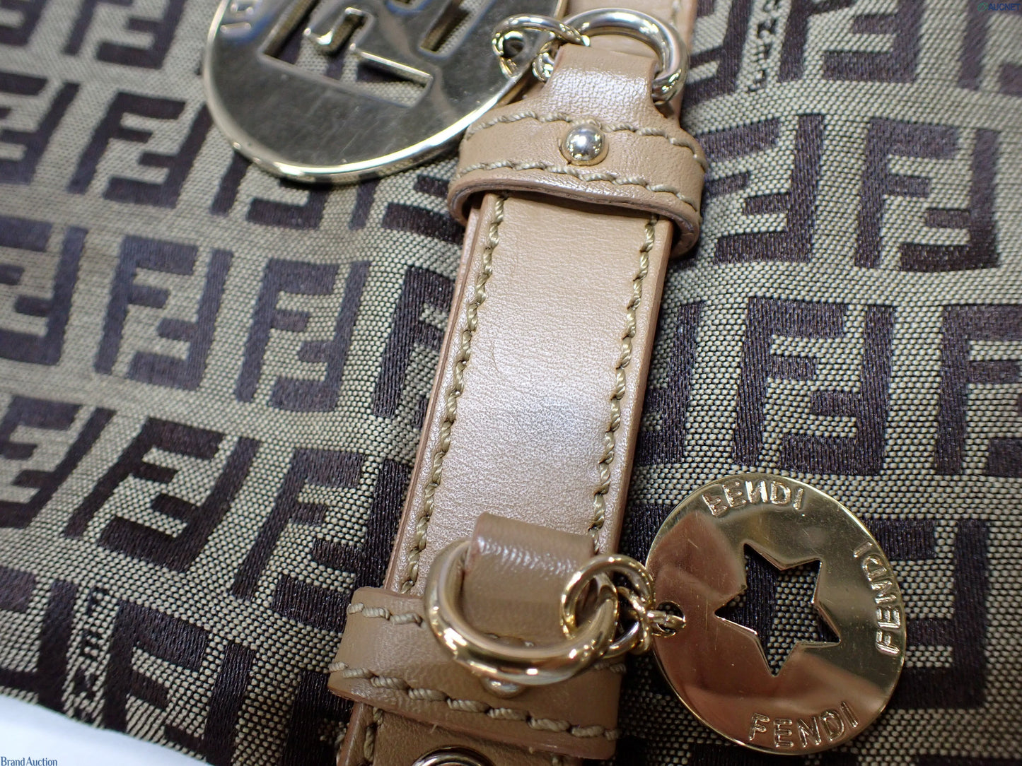Fendi Zucca Tote Bag (Gold Charm)