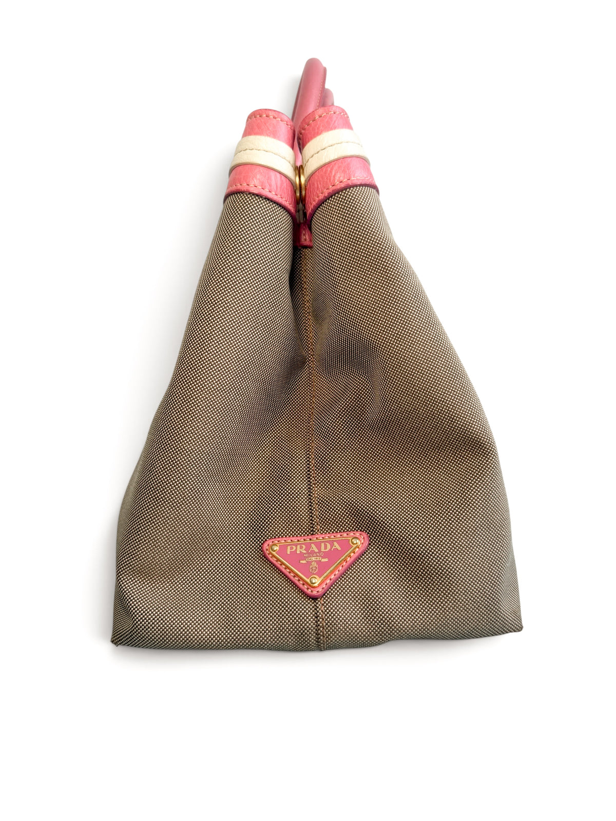 Prada Canapa Bow Tote – Pink & Beige