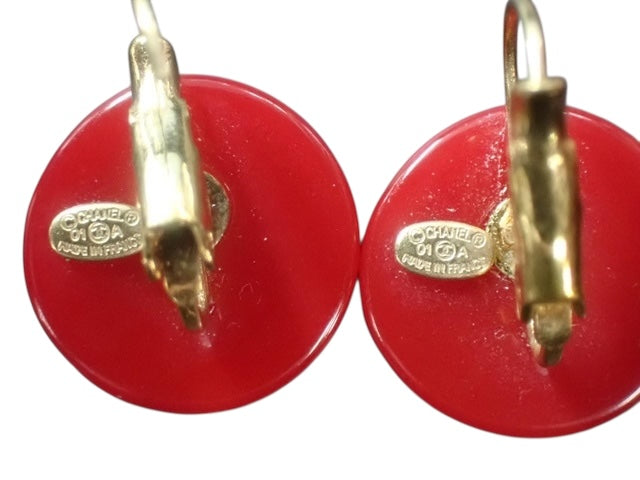 Chanel Red Earrings
