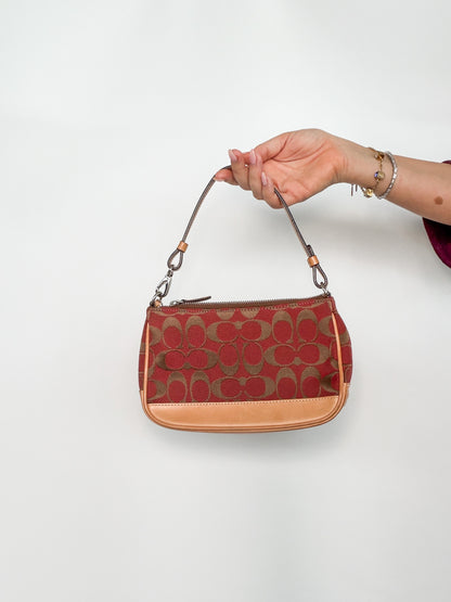 Coach Red and Gold Signature Shoulder Bag