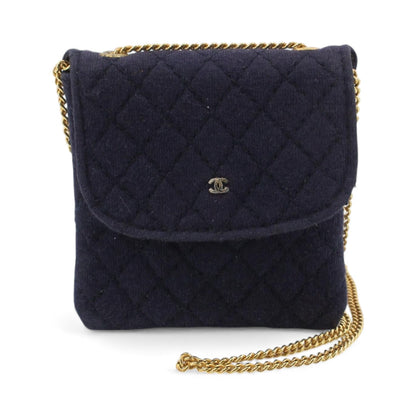 Chanel Matelassé Cotton Mini Chain pouch– Navy