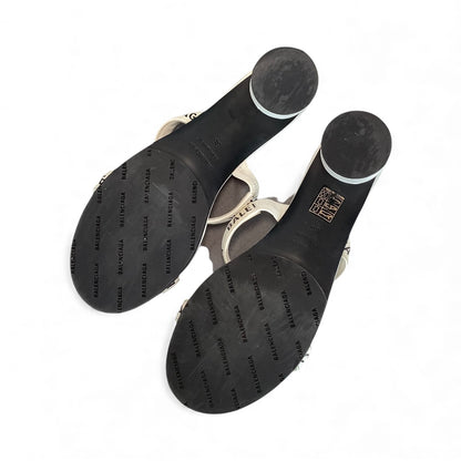 Balenciaga Logo Strap Sandals – White Leather (Size 36) with Box & Dust Bag