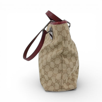 GUCCI GG CANVAS TOTE – BURGUNDY TRIM
