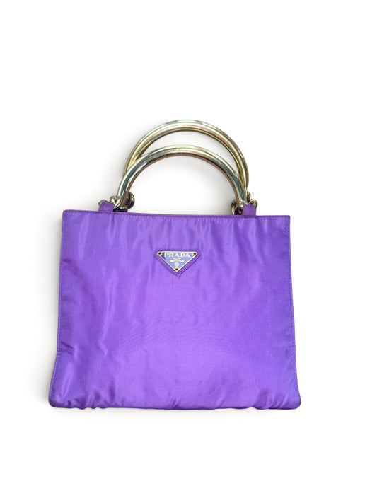 Prada Nylon Tote with Gold Handles