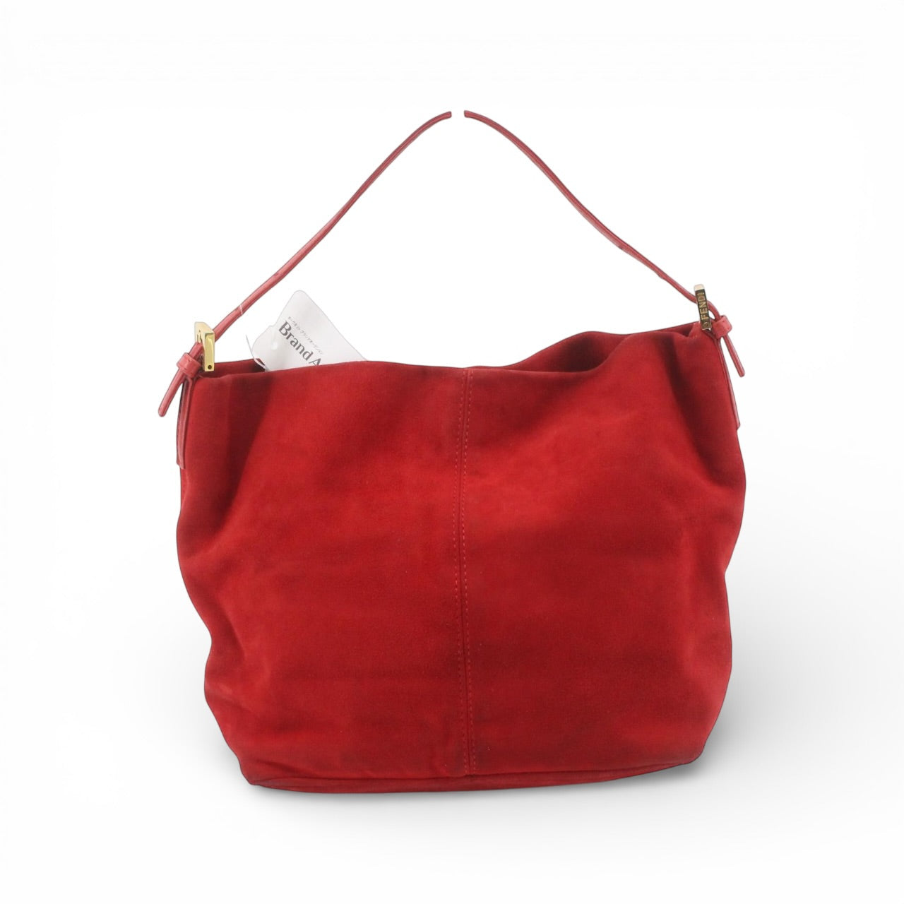 Fendi Red Suede Baguette – Glitter Logo Hardware