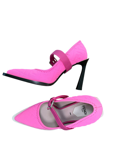Fendi Hot Pink FF Pointed-Toe Pumps size 37