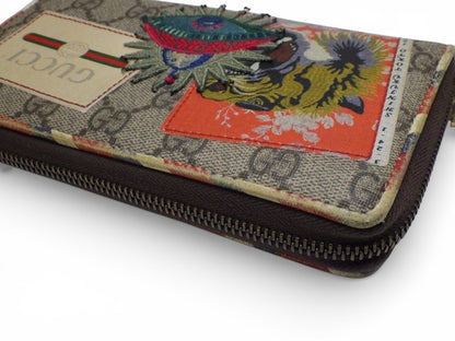 Gucci GG Supreme Tiger Zip Wallet