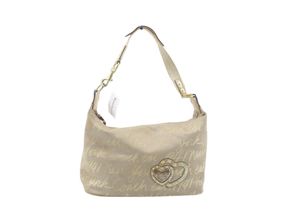 Coach Gold Script Shoulder Bag with Heart Detail