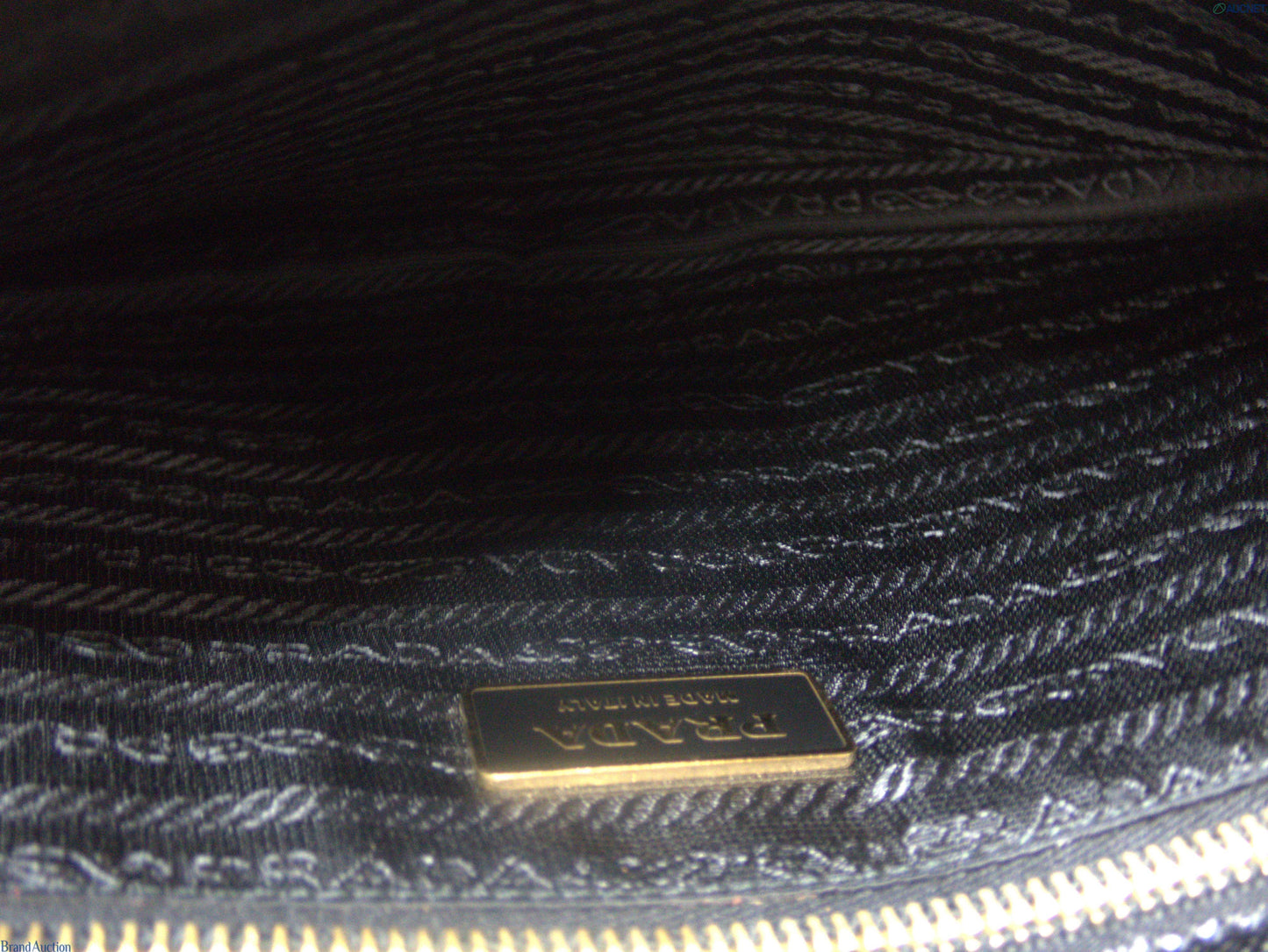 PRADA VINTAGE BLACK & GOLD DISTRESSED SHOULDER BAG
