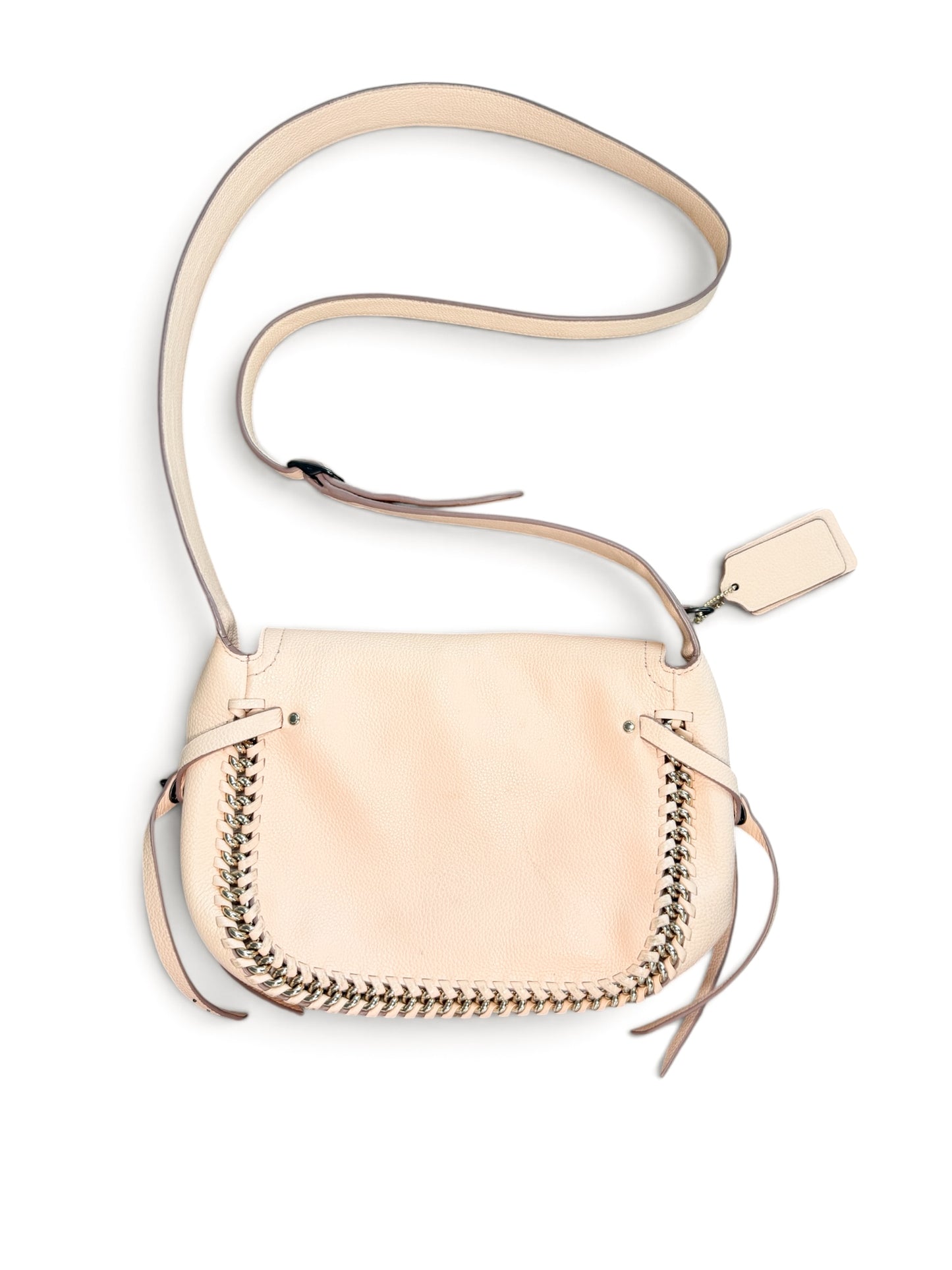 Coach Nude Leather Shoulder Bag with Chain Detail