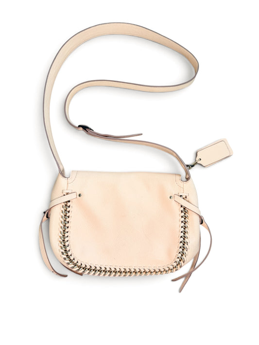 Coach Nude Leather Shoulder Bag with Chain Detail
