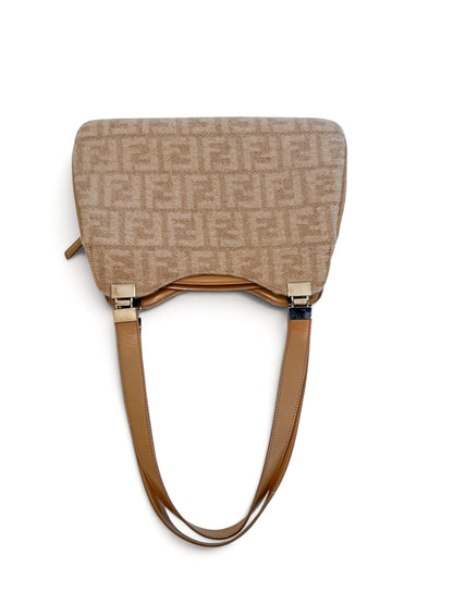 Fendi Zucchino Textured Shoulder Bag | Beige