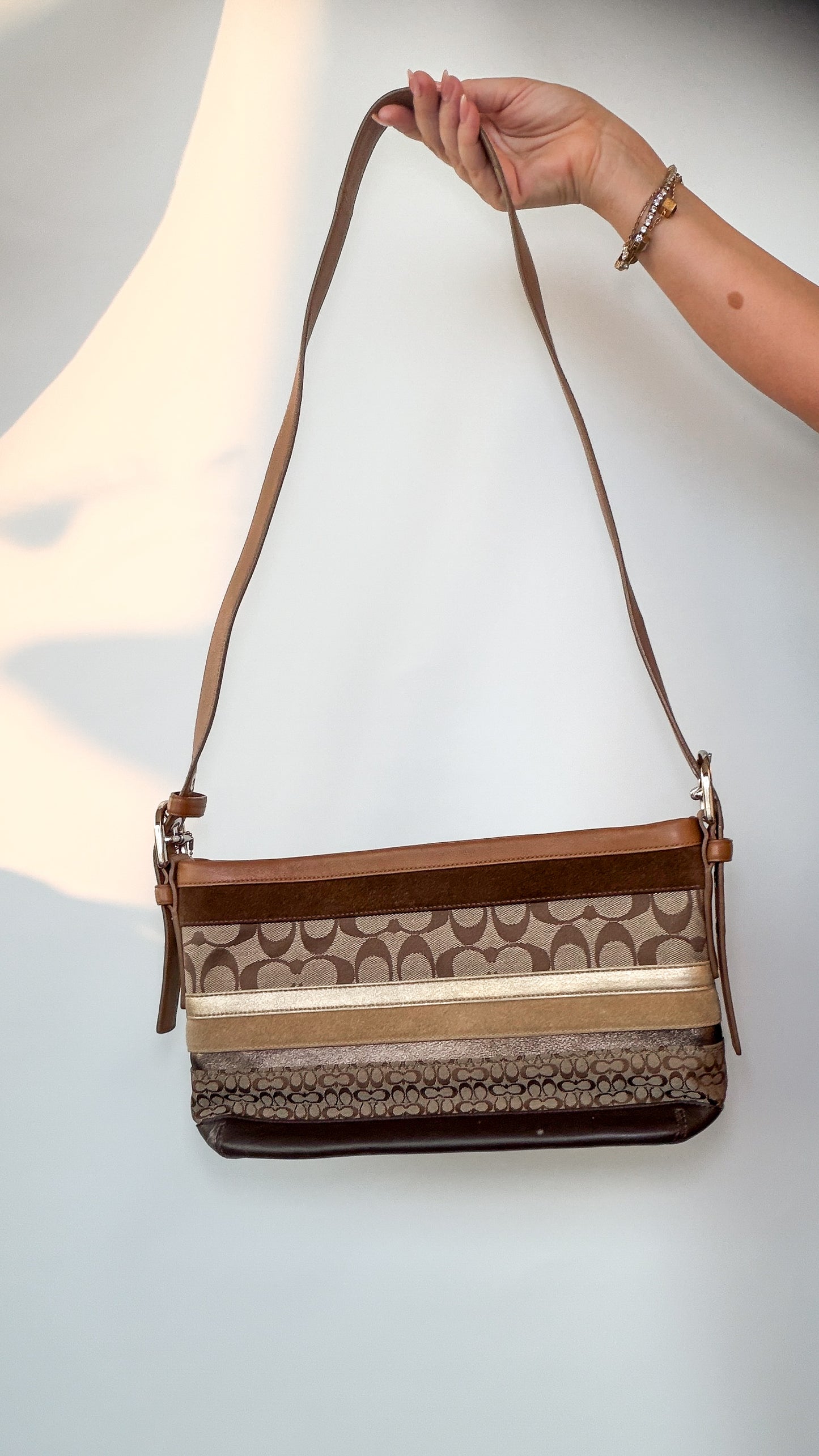 COACH Signature Stripe Shoulder Bag