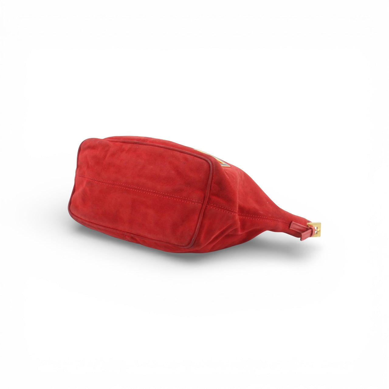 Fendi Red Suede Baguette – Glitter Logo Hardware