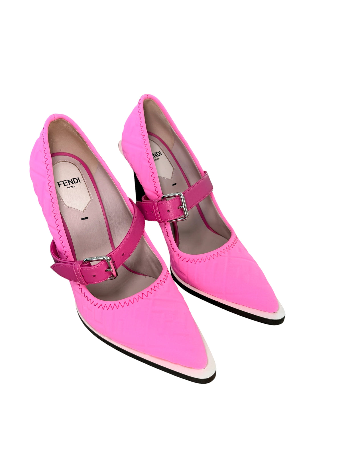 Fendi Hot Pink FF Pointed-Toe Pumps size 37