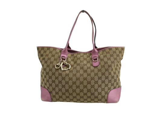Gucci GG Canvas Tote with Pink Trim