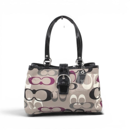 COACH Signature Patent Satchel Shoulder Bag