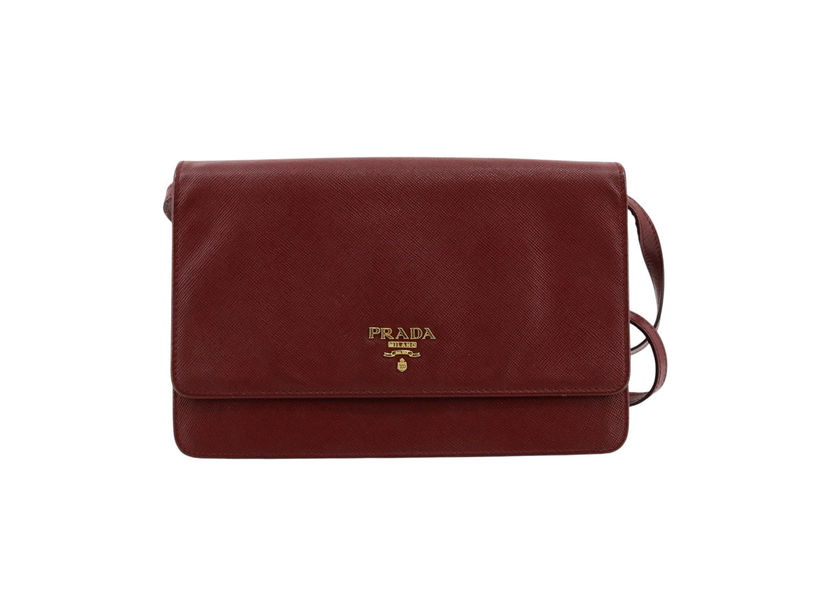 Prada Saffiano Leather Shoulder Bag – Burgundy