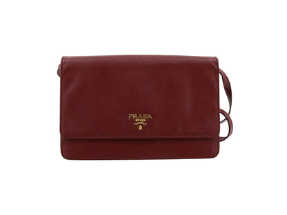 Prada Saffiano Leather Shoulder Bag – Burgundy