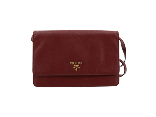 Prada Saffiano Leather Shoulder Bag – Burgundy