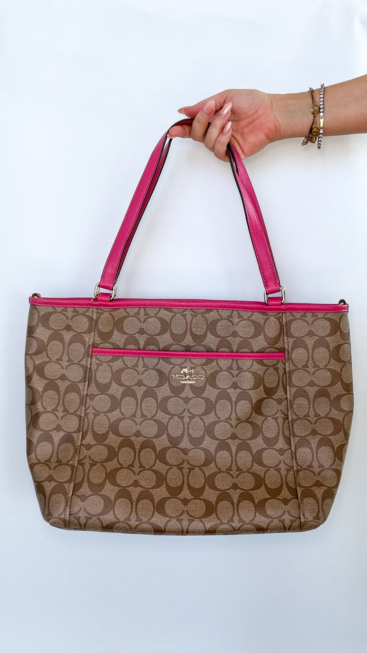 Coach Signature Tote – Pink Trim
