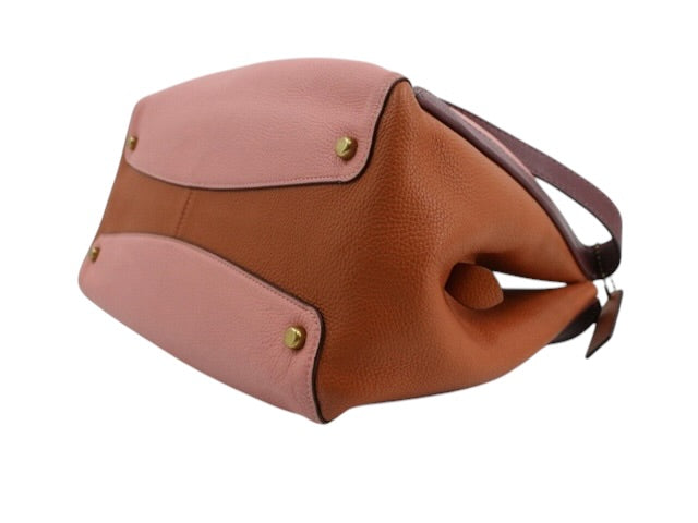 Coach Colourblock Leather Shoulder Bag (Pink & Tan)