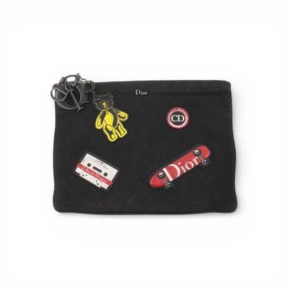Christian Dior Black Rubber Patch Clutch