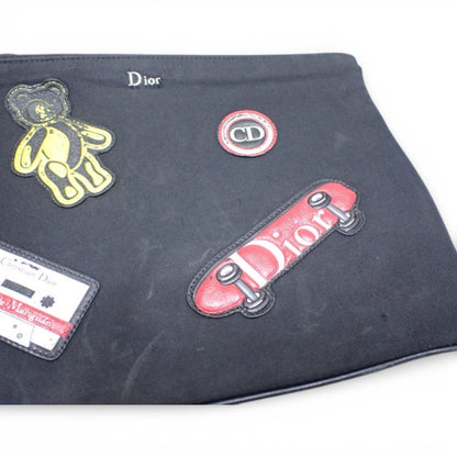 Christian Dior Black Rubber Patch Clutch