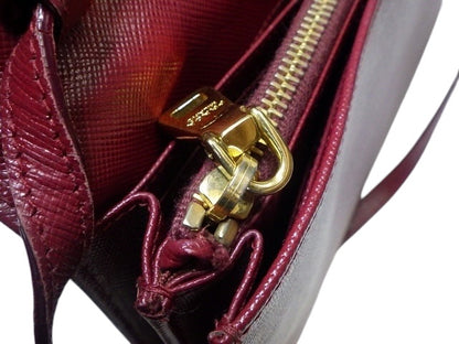 Prada Saffiano Leather Shoulder Bag – Burgundy