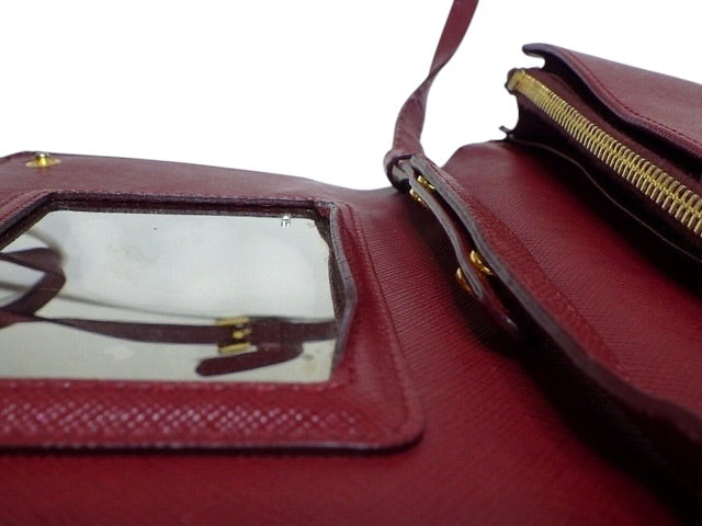 Prada Saffiano Leather Shoulder Bag – Burgundy