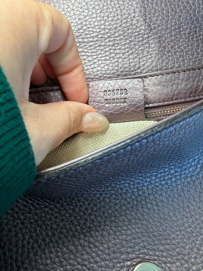 Gucci Soho Metallic Mauve Leather Chain Shoulder Bag
