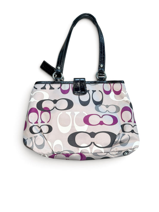 COACH Signature Patent Satchel Shoulder Bag