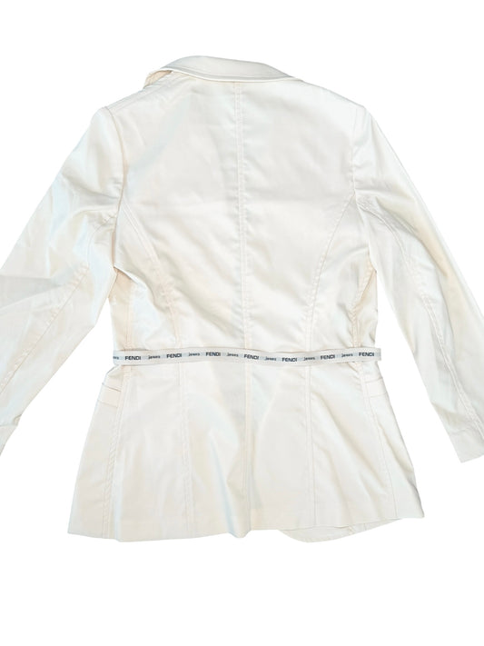 Fendi Vintage Jeans Belted Blazer – Ivory – Size 8–10