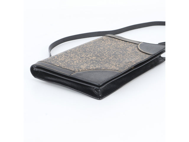 PRADA VINTAGE BLACK & GOLD DISTRESSED SHOULDER BAG