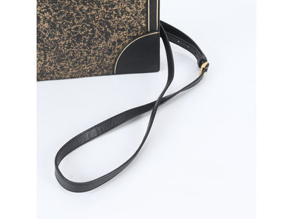 PRADA VINTAGE BLACK & GOLD DISTRESSED SHOULDER BAG