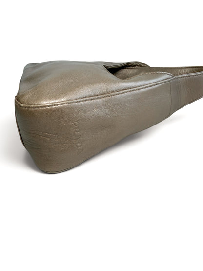 Prada Metallic Leather Hobo Bag – Champagne