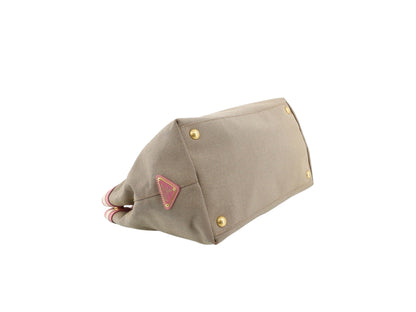Prada Canapa Bow Tote – Pink & Beige
