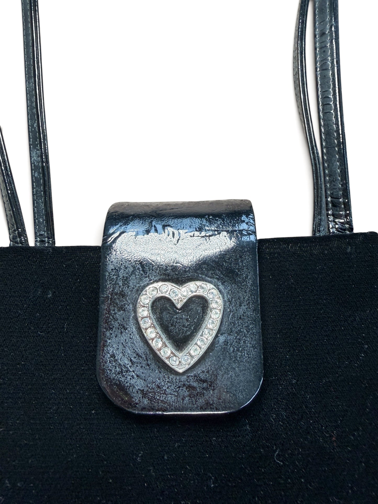 Yves Saint Laurent Heart Rhinestone Velvet Shoulder Bag