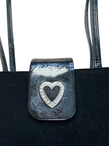 Yves Saint Laurent Heart Rhinestone Velvet Shoulder Bag