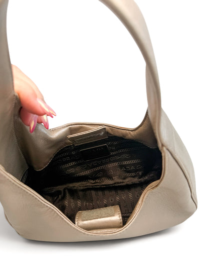 Prada Metallic Leather Hobo Bag – Champagne