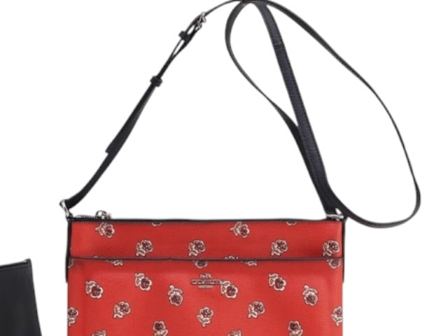 COACH RED CROSSBODY + POUCH SET
