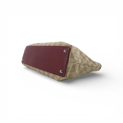 GUCCI GG CANVAS TOTE – BURGUNDY TRIM