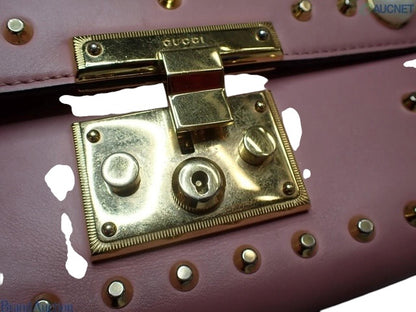 Gucci Padlock Pearl & Stud Mini Shoulder Bag – Pink Leather