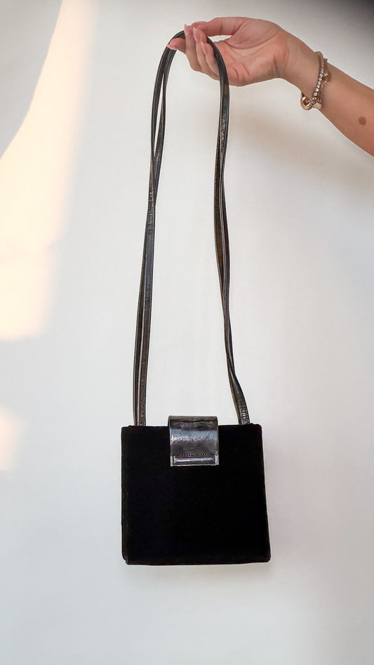 Yves Saint Laurent Heart Rhinestone Velvet Shoulder Bag